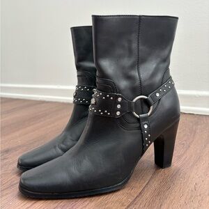 Harley-Davidson Black Heeled Boots with Studded Ring Detail